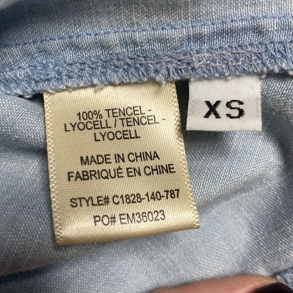 Cloth & Stone Chambray Polka Dot Frayed Sleeveless Top Size XS - Picture 4 of 5